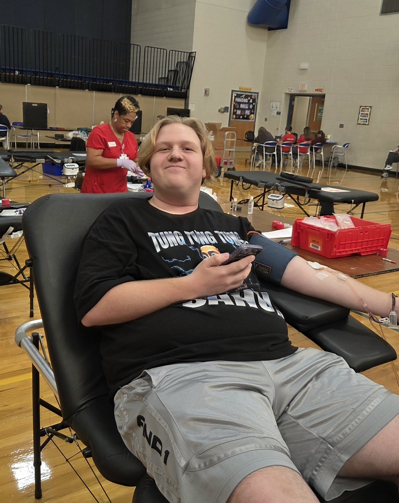 Student donating blood