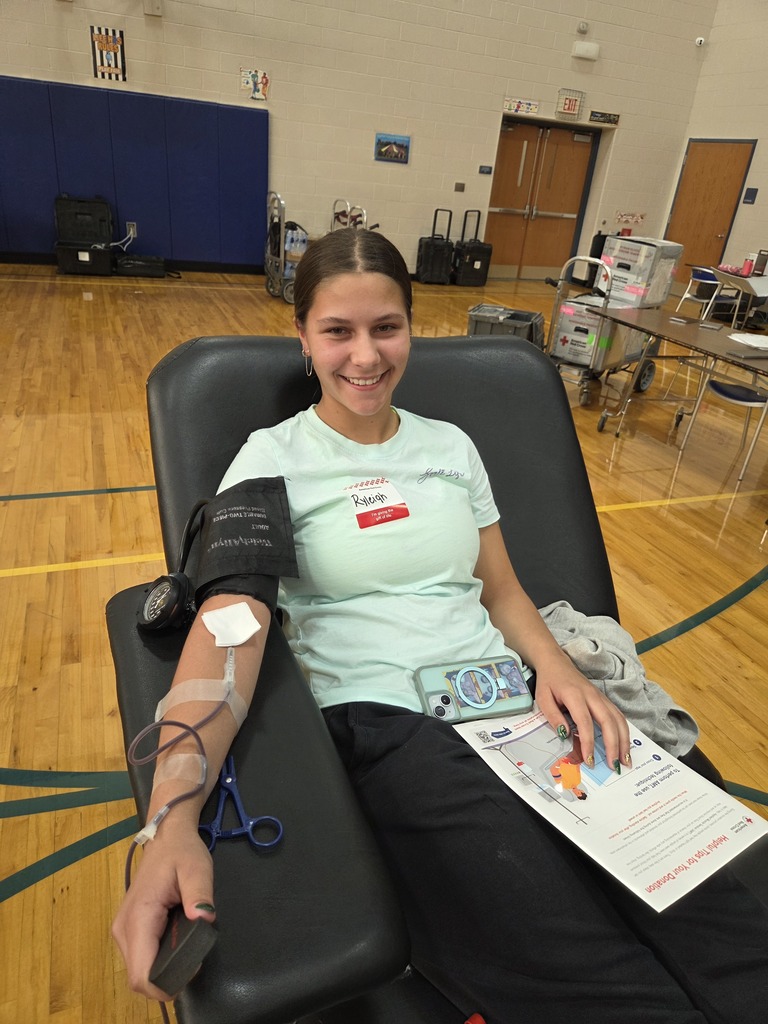 Student donating blood