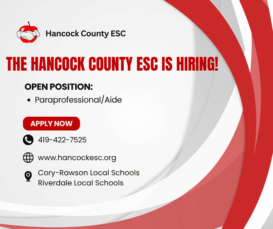 THE HANCOCK COUNTY ESC IS HIRING! OPEN POSITION: Paraprofessional/Aide