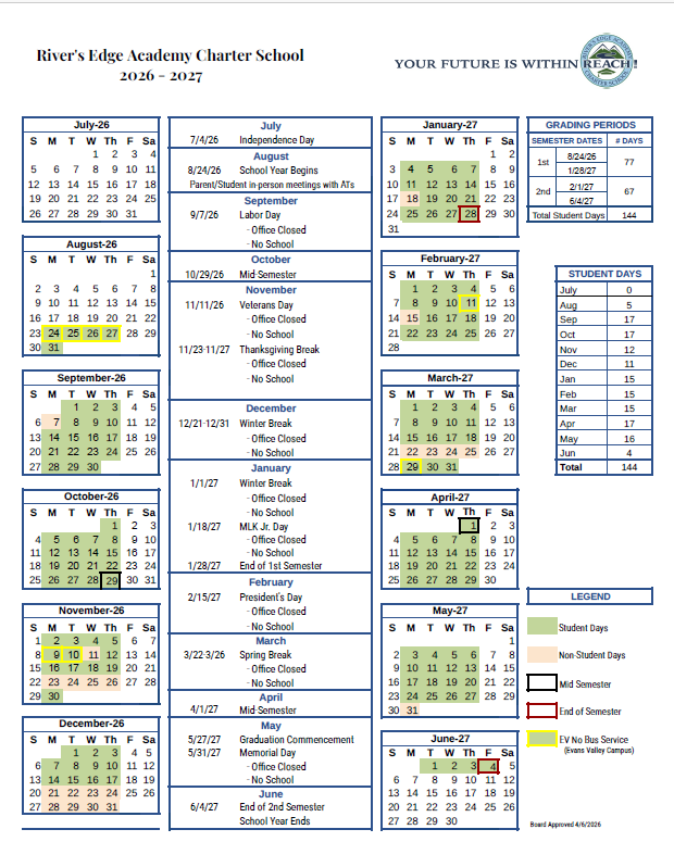 2026-2027 Student Calendar