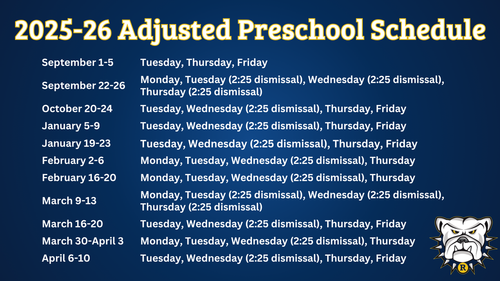 Preschool Adjusted Schedule