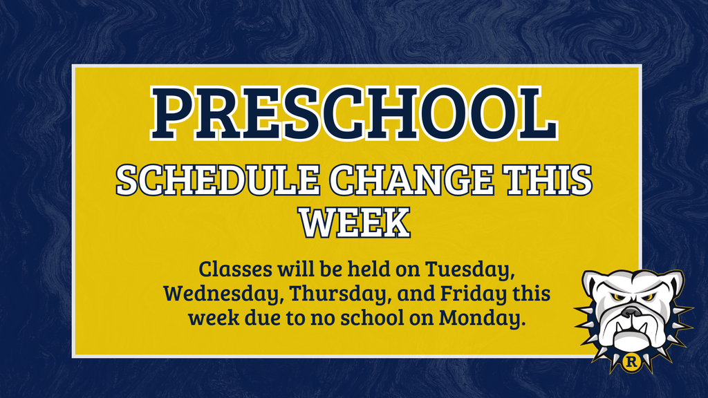 Schedule Change This week for Preschool