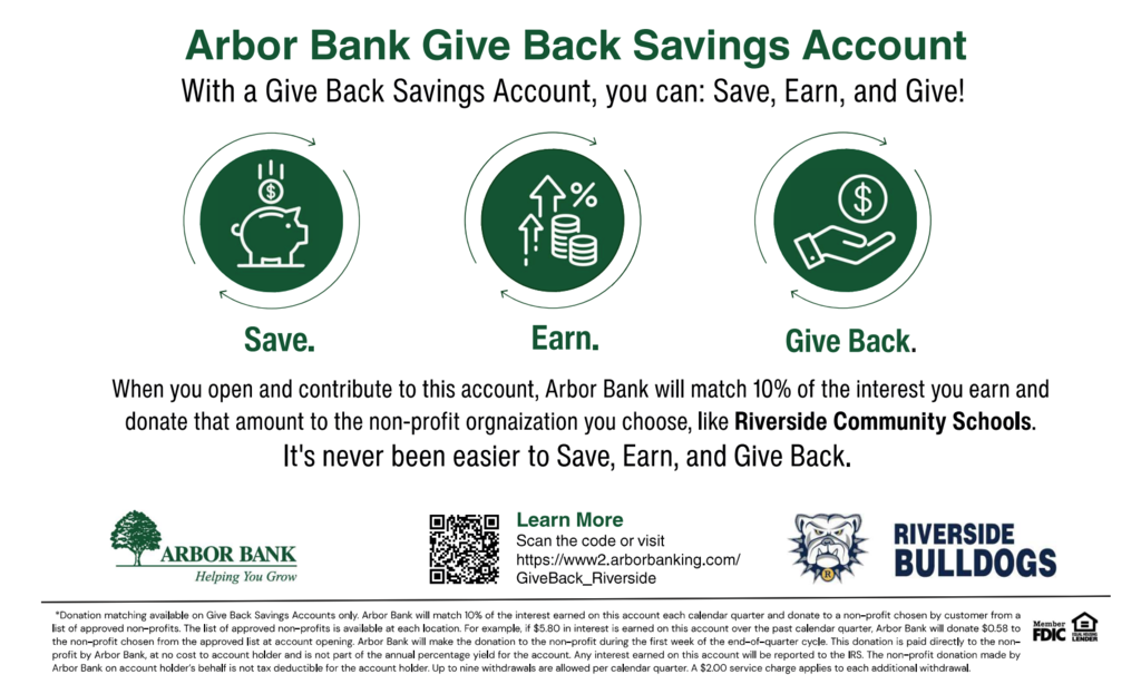 Arbor Bank give Back Savings Account