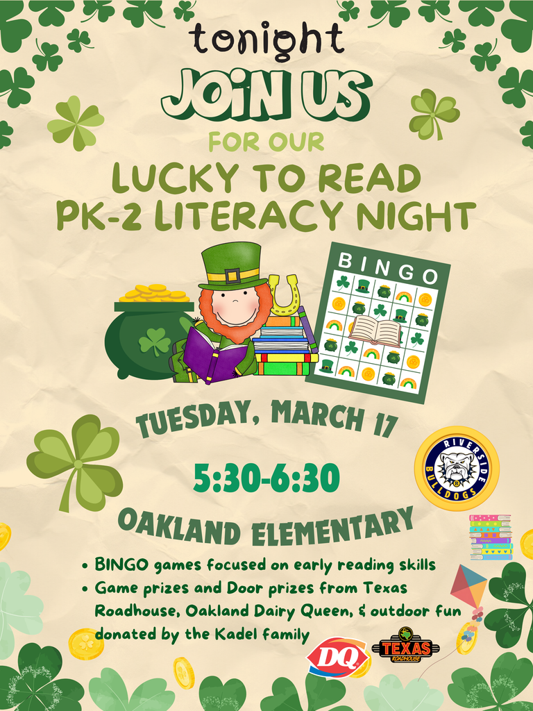 Literacy BINGO Night TONIGHT!