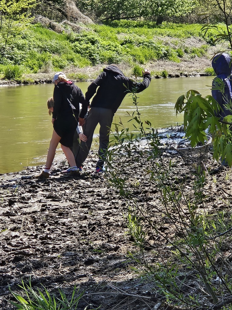 Getting unstuck when exploring the river's edge.