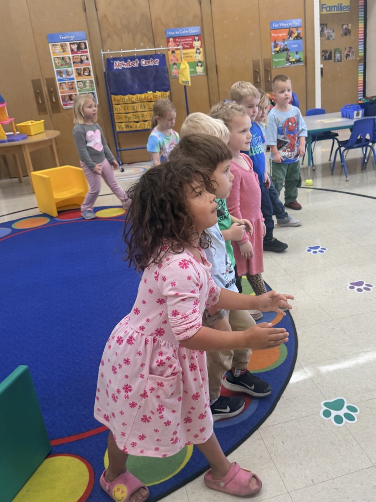 Ms Vollmar’s preschool class is ready to hit the mat