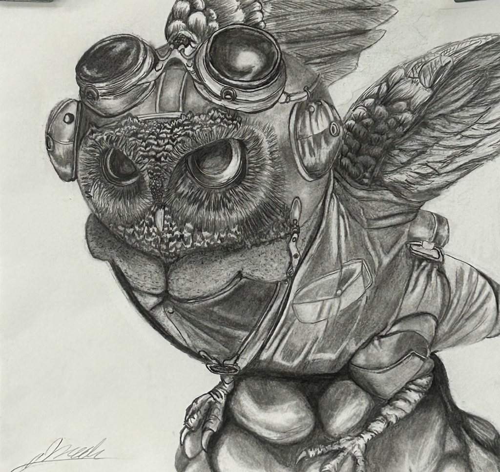Julia Meade "Steampunk Owl" graphite