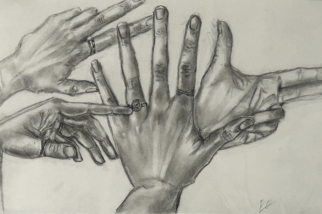 Evelyn Osborn "Hands Study" graphite
