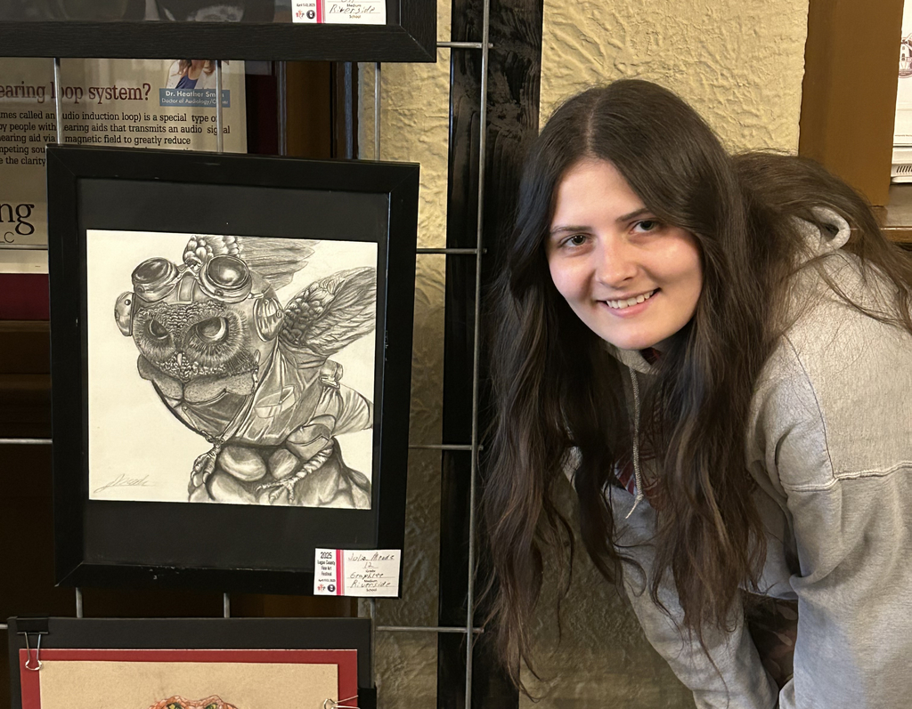 Julia Meade with her "Steampunk Owl"