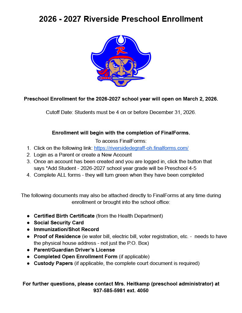 Preschool Enrollment 2026-2027