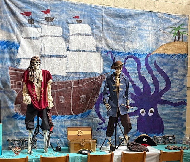 ship and  pirate mural