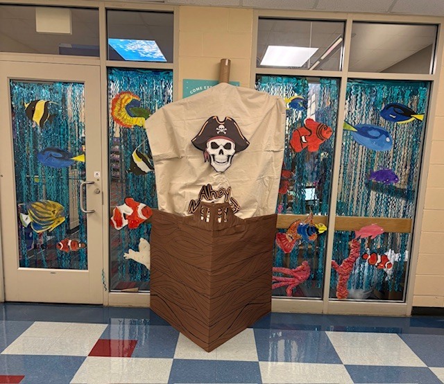 front of a pirate ship