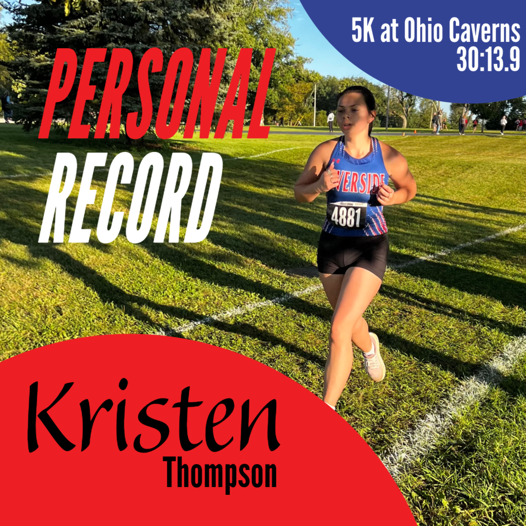 Kristen Thompson receives a Personal Record at the Ohio Caverns Meet.