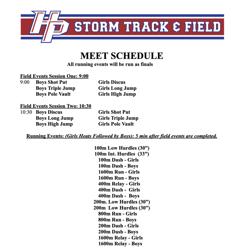 JH Osceola Track Meet Schedule