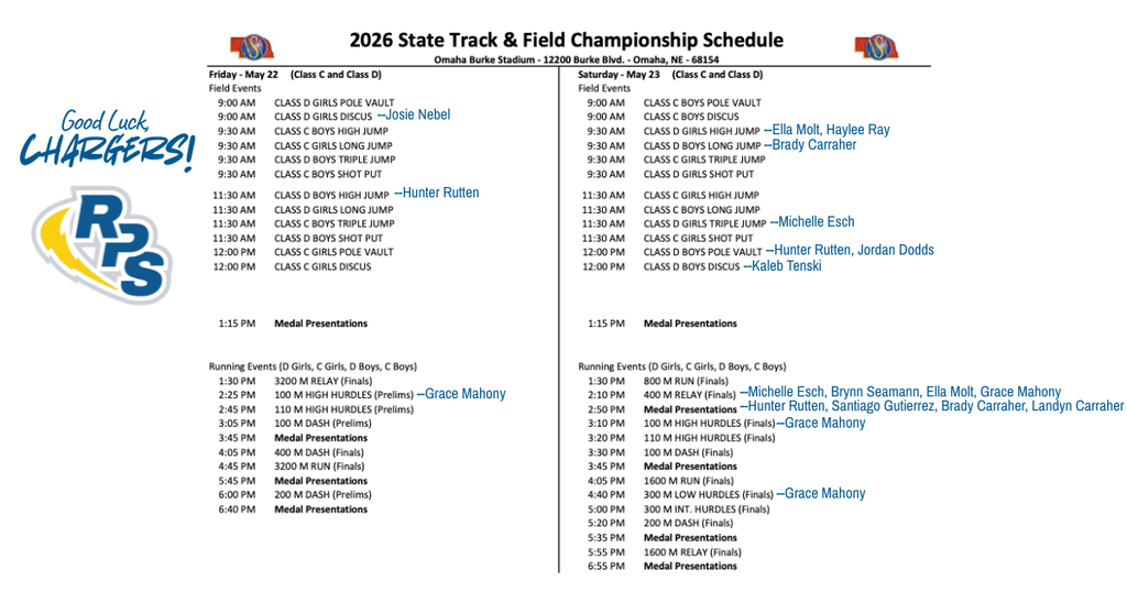 track schedule