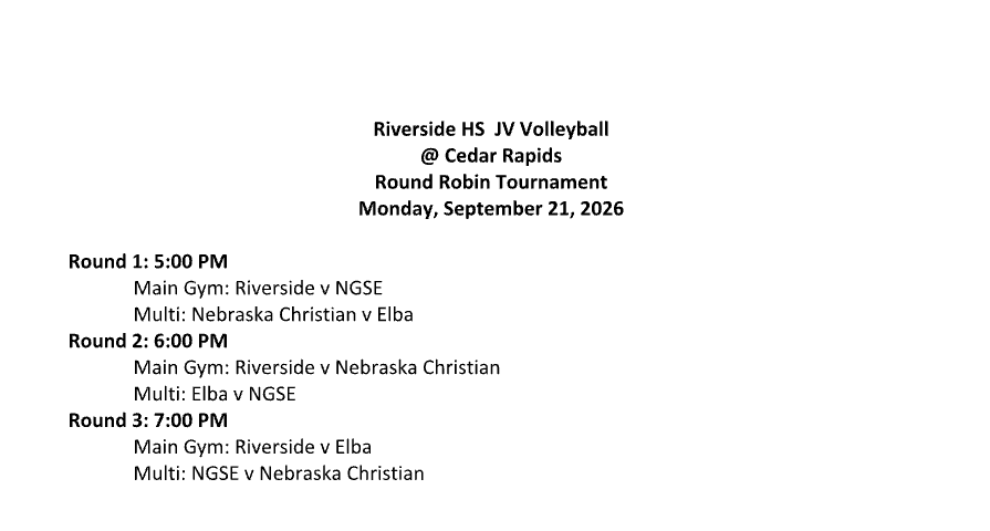 JV Vball Tournament Details