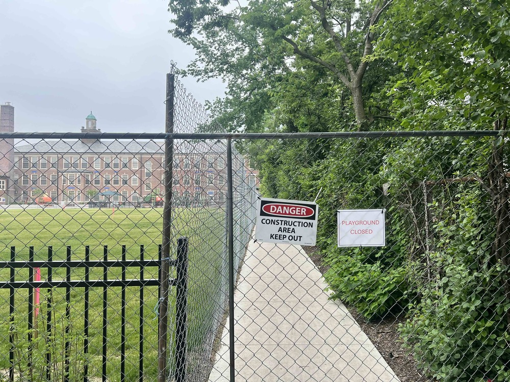 central playground with fencing