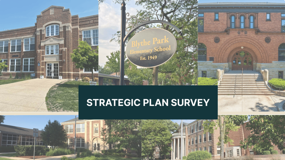 5 school facades with text overlay