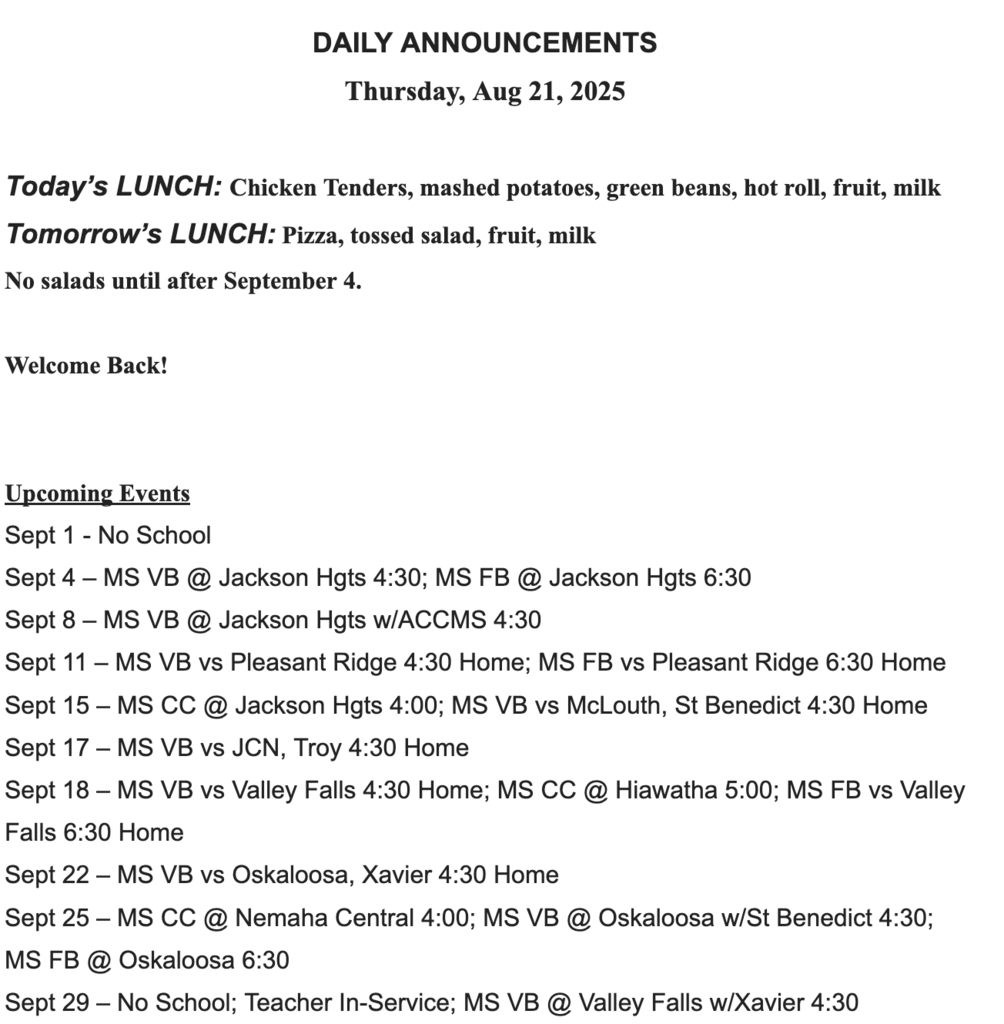 RMS Announcements 