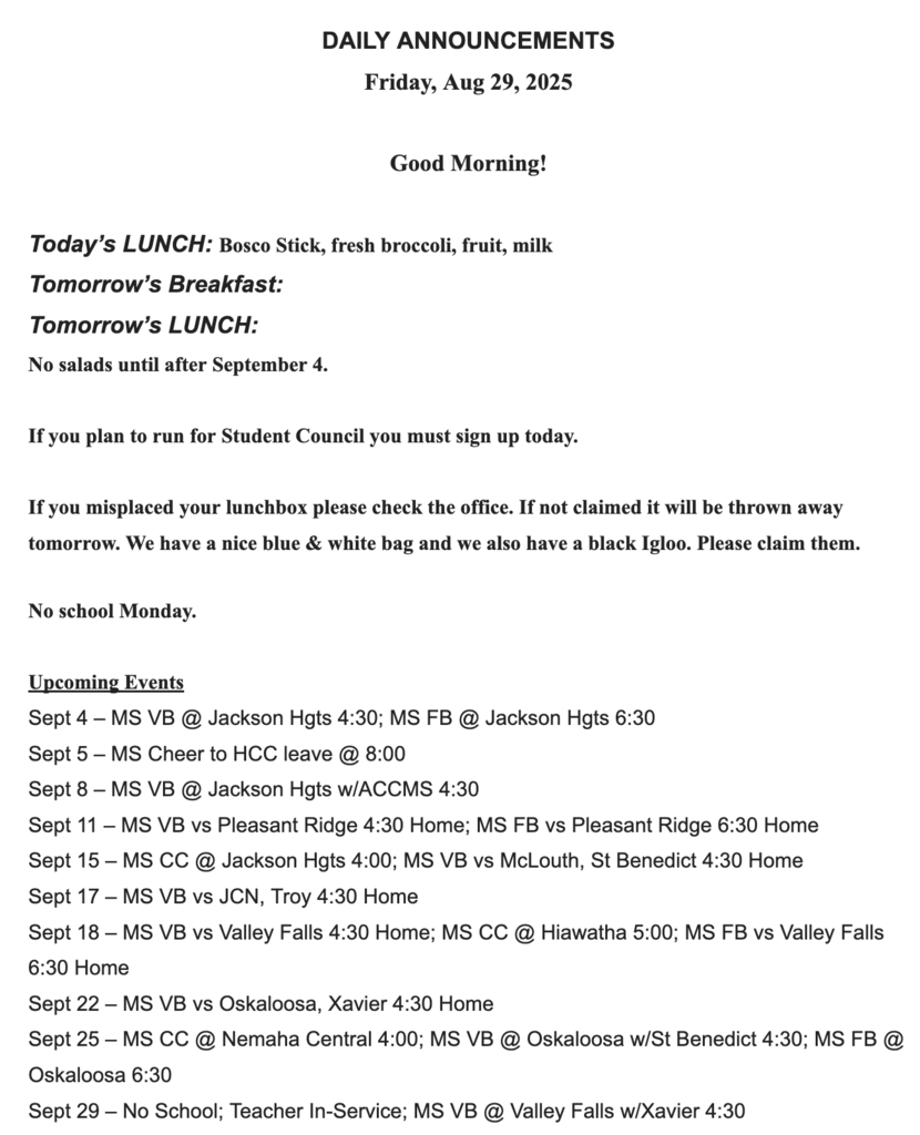 RMS Announcements