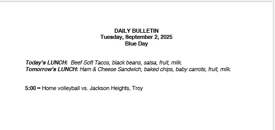 9/2/25 HS Daily Announcements