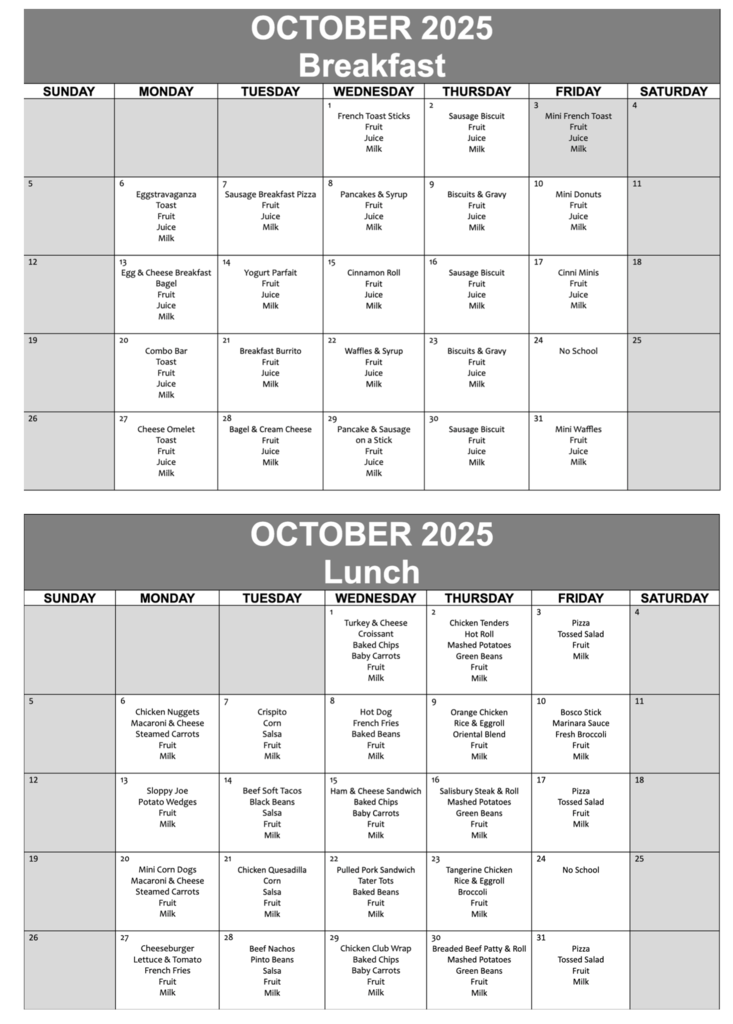 Breakfast and lunch 2025