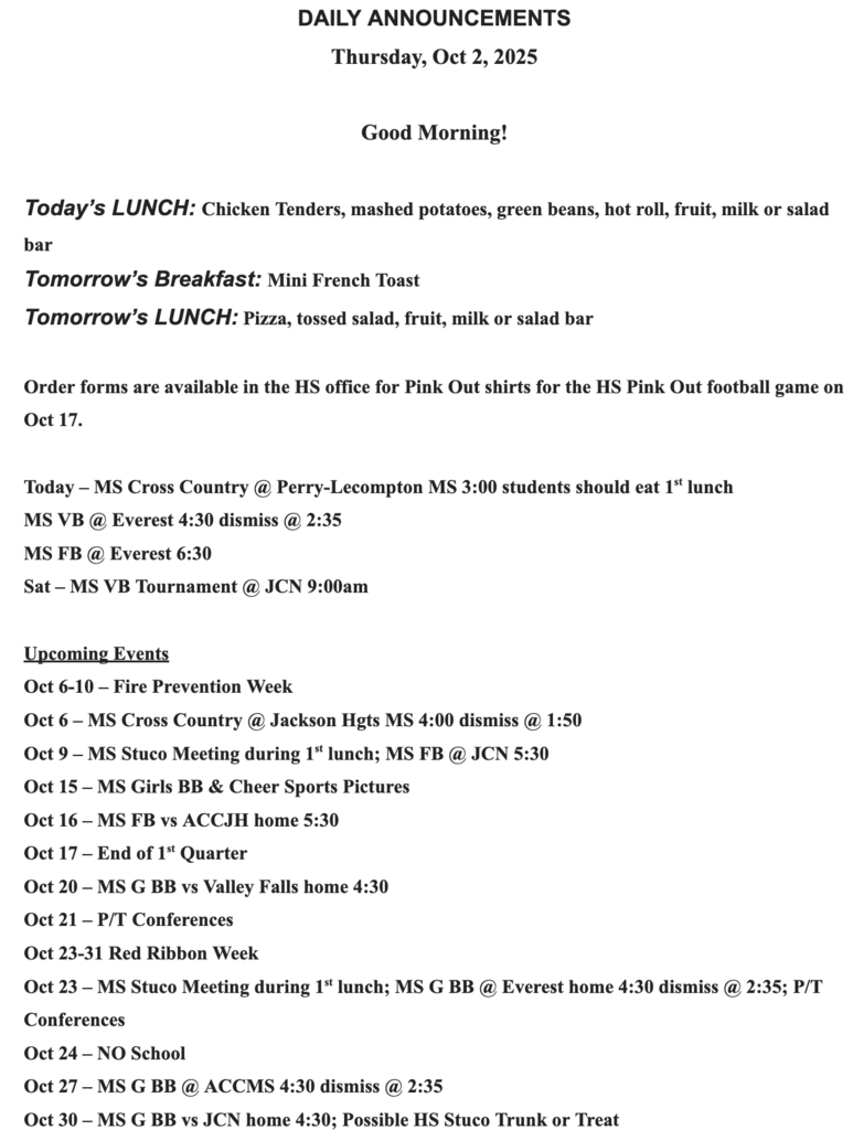 RMS Announcements