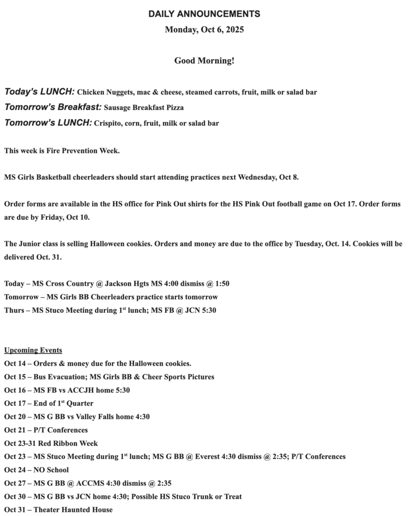 RMS Announcements