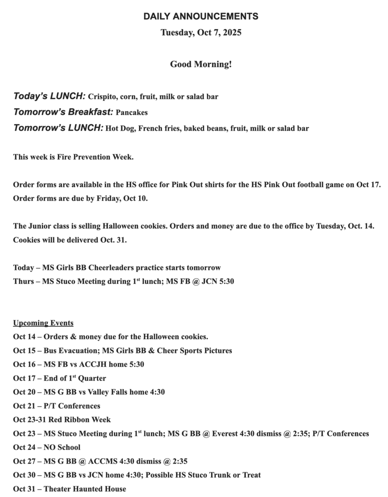 RMS Announcements
