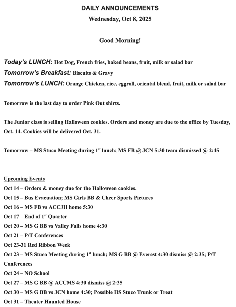 RMS Announcements