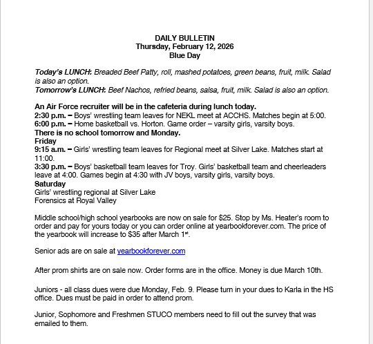 2/12/26 HS Daily Bulletin