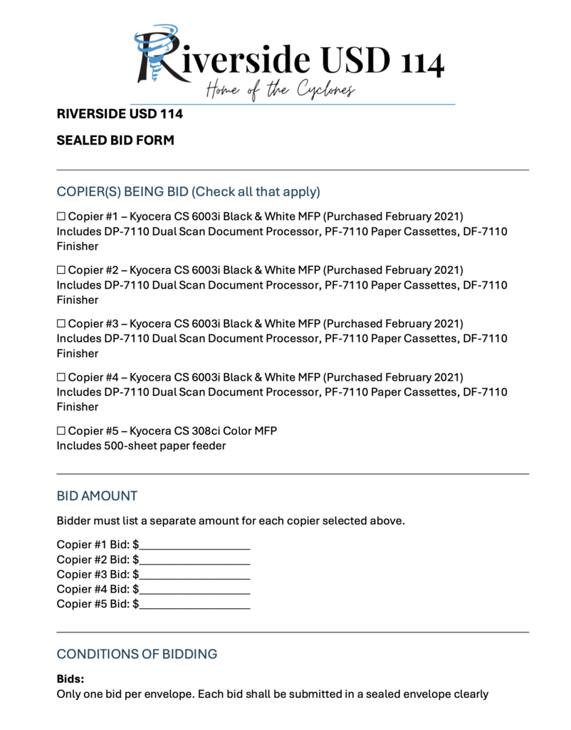 copier bid