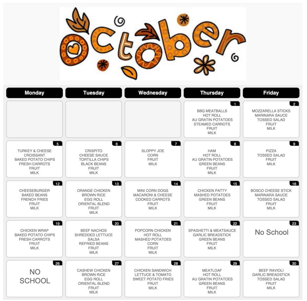 october 2627 menus