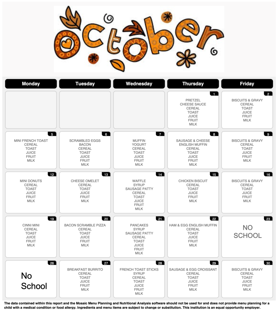 october 2627 menus