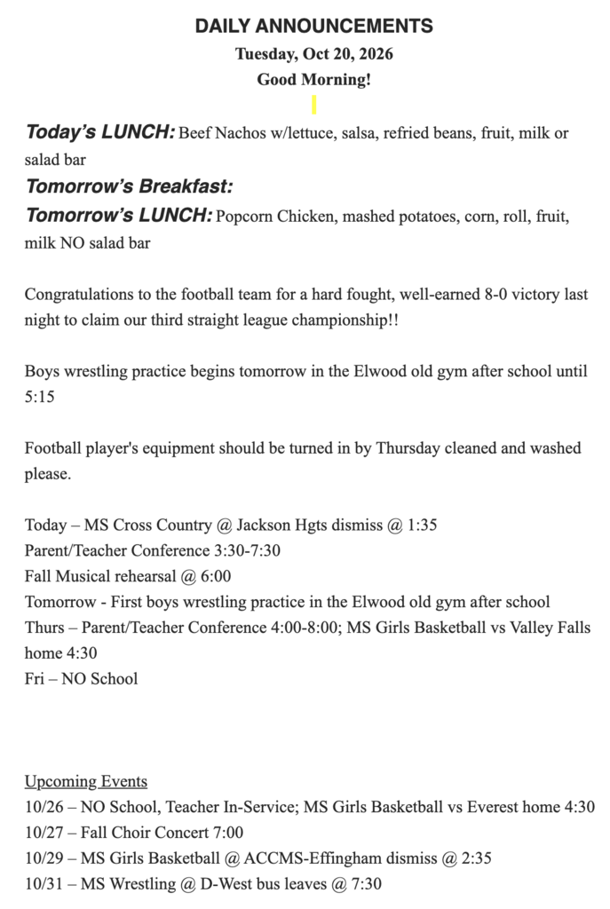 RMS announcements