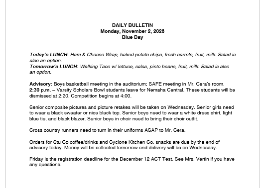 11/2/26 HS Daily Bulletin