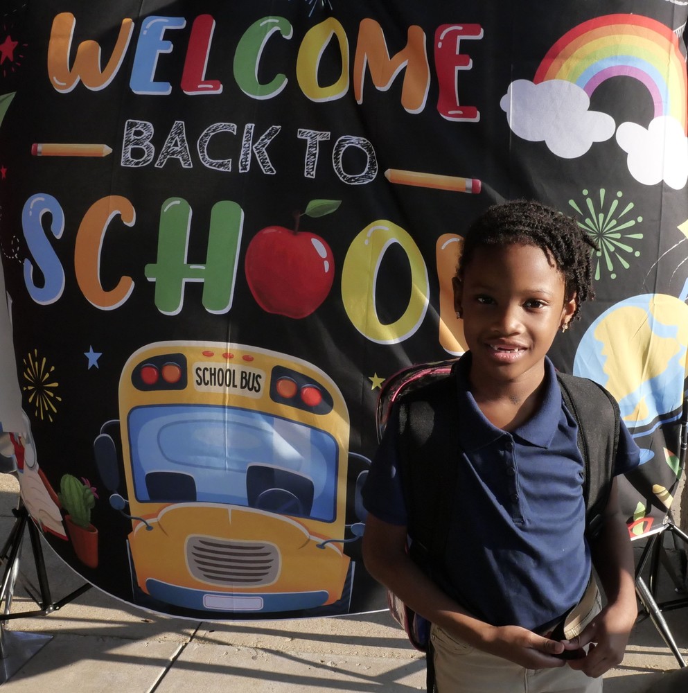 Moline Elementary School scholar on first day of school.