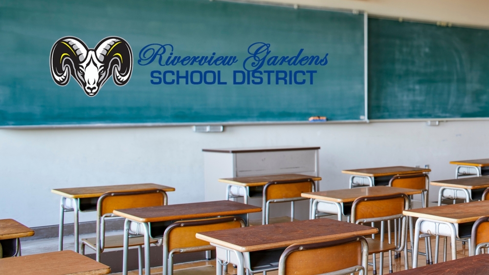 Classroom with Riverview Gardens School District on the chalkboard