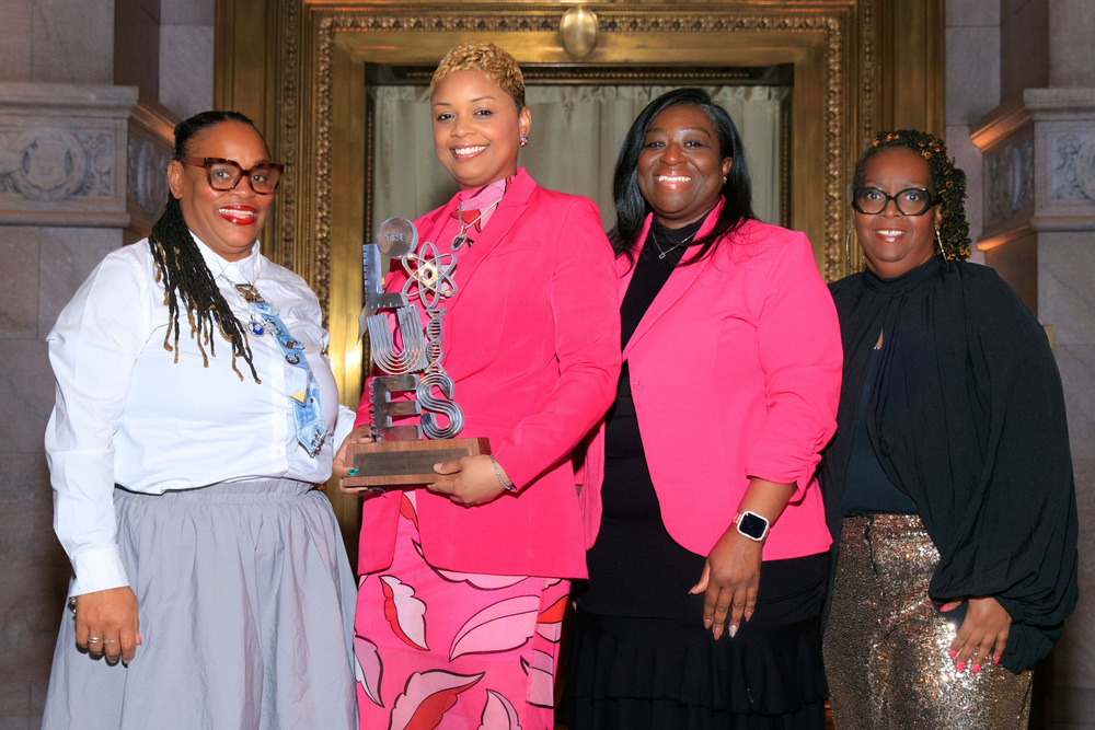 Glasgow Elementary Staff celebrating Louie Award victory