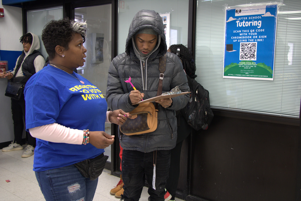 Boy registering to vote