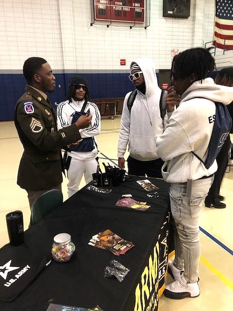 Success Academy scholars speak with army recruiter