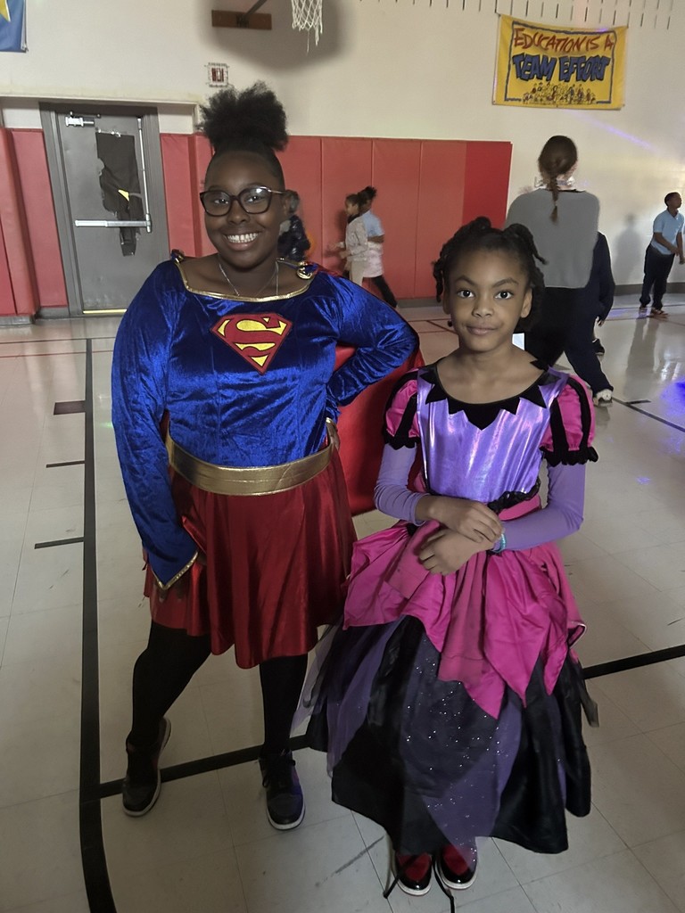 Girls in Halloween costumes at Glasgow Elementary