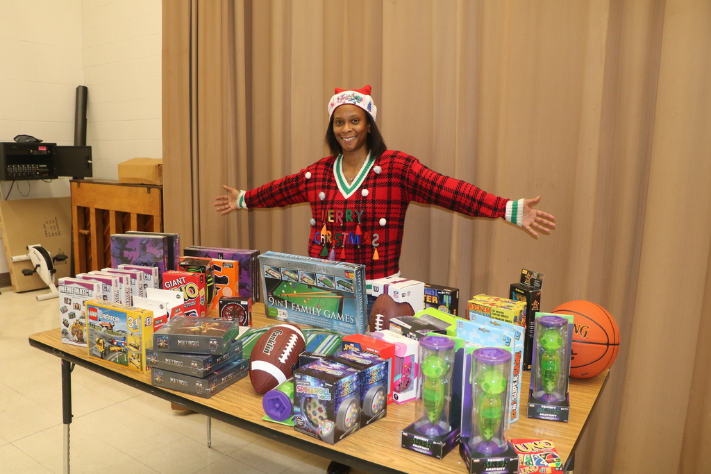 Toy giveaway at Gibson Elementary