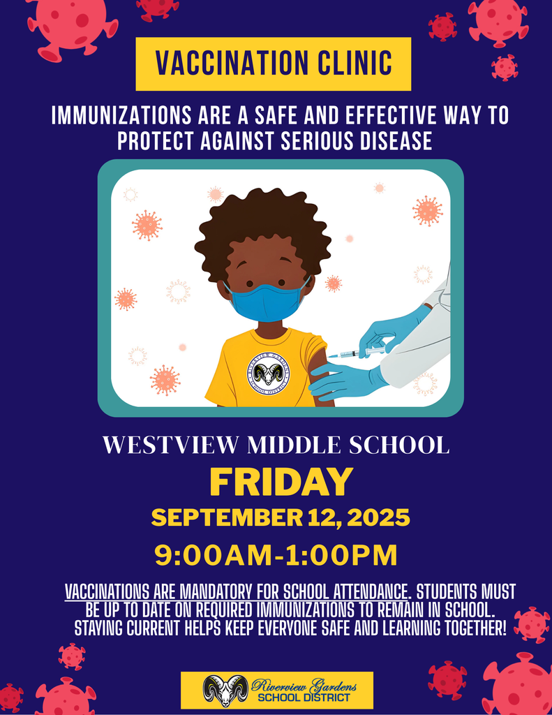 RGSD Vaccination Clinic on Friday, September 12 at Westview Middle School, 1950 Nemnich Road. 