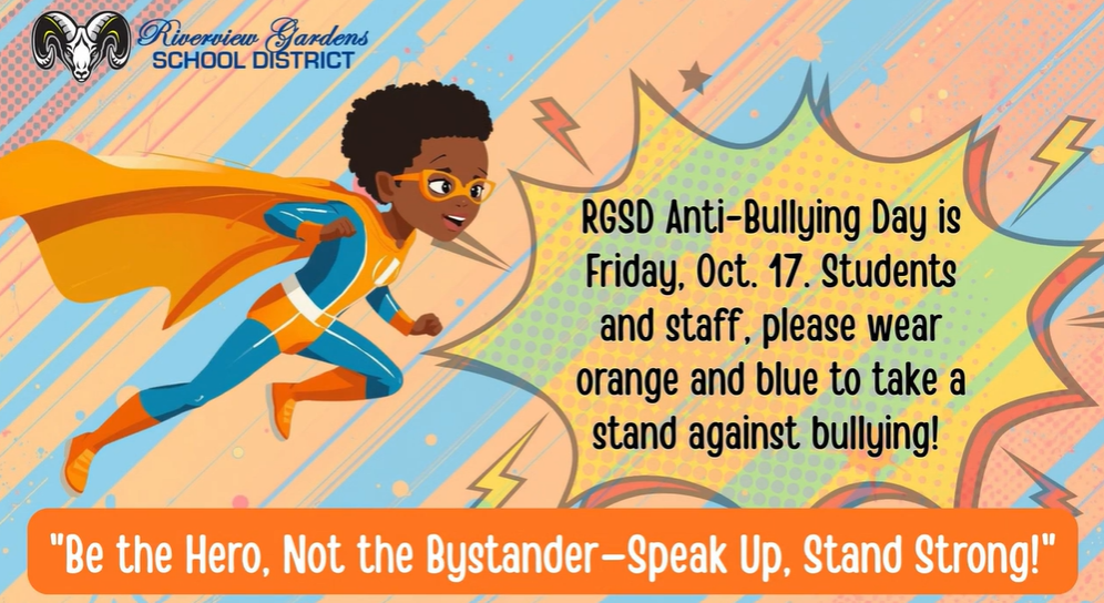 RGSD anti-bullying day is Friday, October 17. Wear orange or blue clothing to show your support.