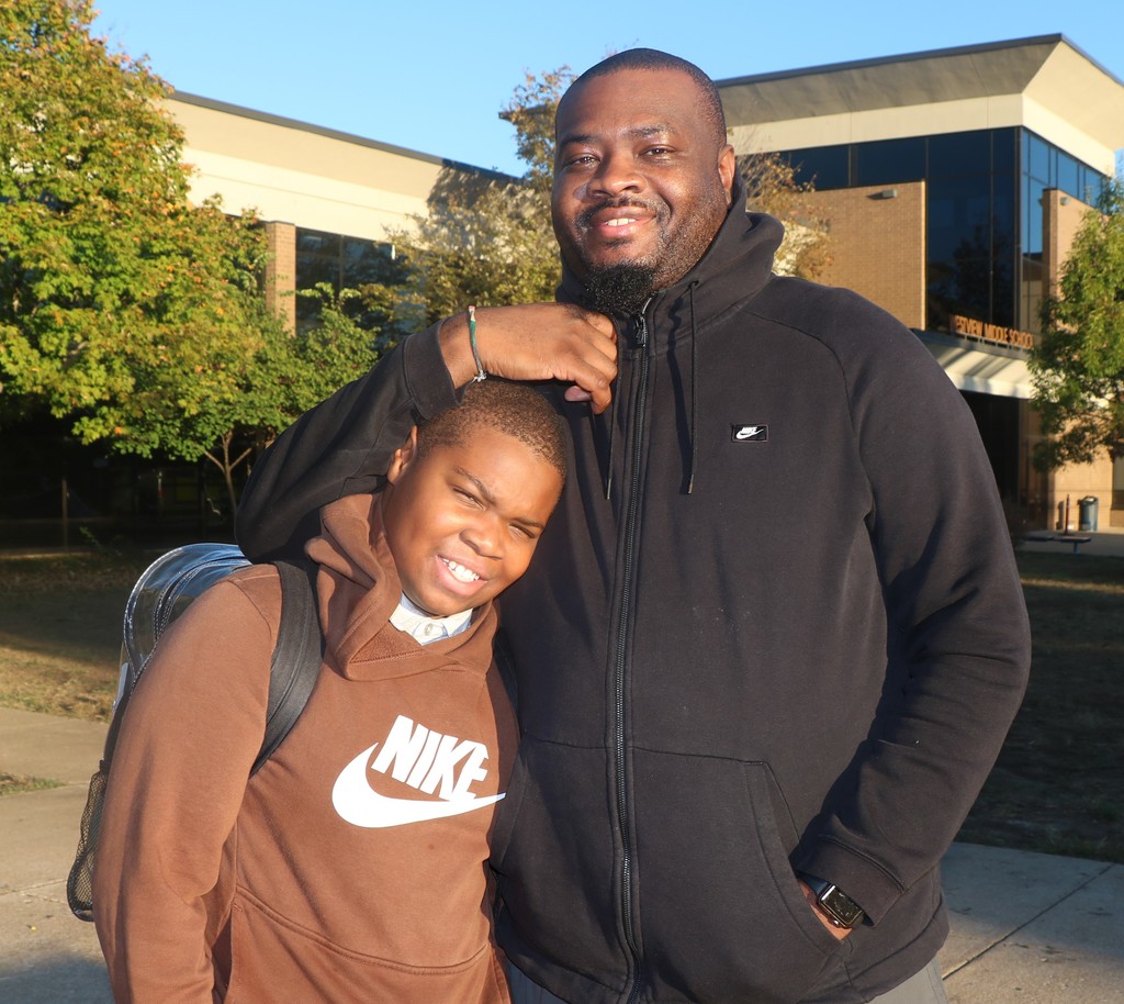 Dad and son at Westview fathers walk. 