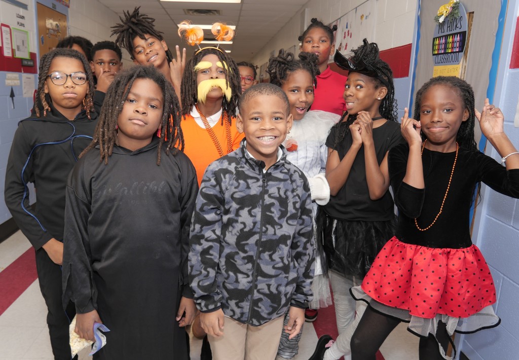 Highland ES scholars dressed for halloween.