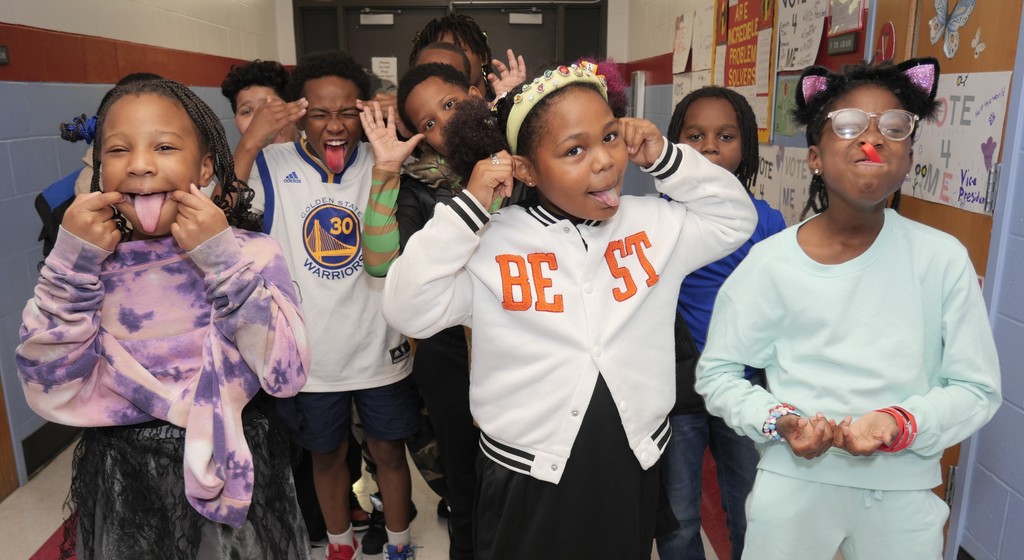 Highland ES scholars goof around on Halloween.