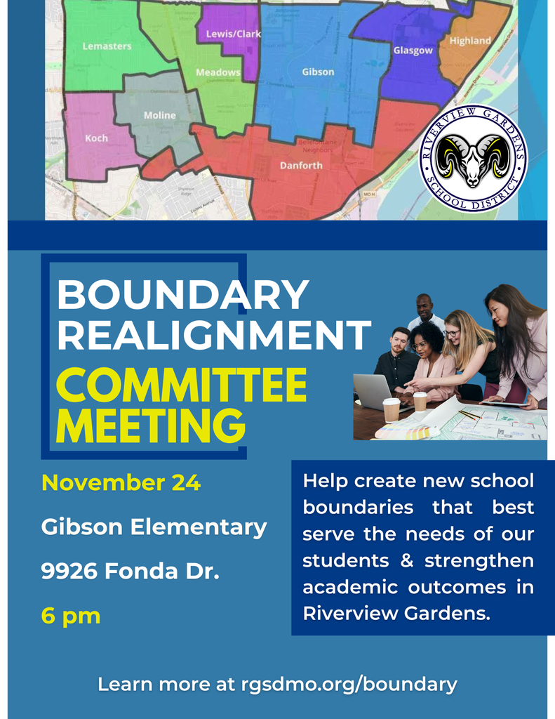 Boundary Realignment Committee Meeting on Monday, November 24 at Gibson Elementary, 9926 Fonda Drive. From 6 pm to 7 pm.