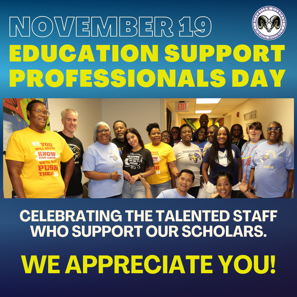 November 19 is Education Support Professionals Day. RGSD is proud to celebrate our talented staff. We appreciate you!
